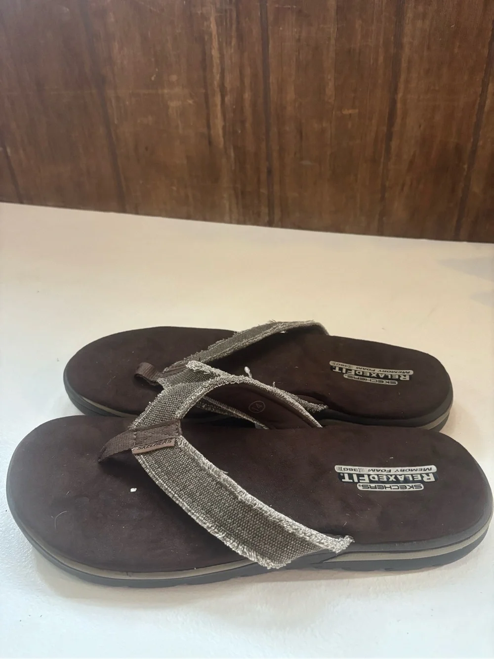 SKECHERS Bosnia Relaxed Fit 360 Supreme Chocolate Brown Thong Sandals NEW 14